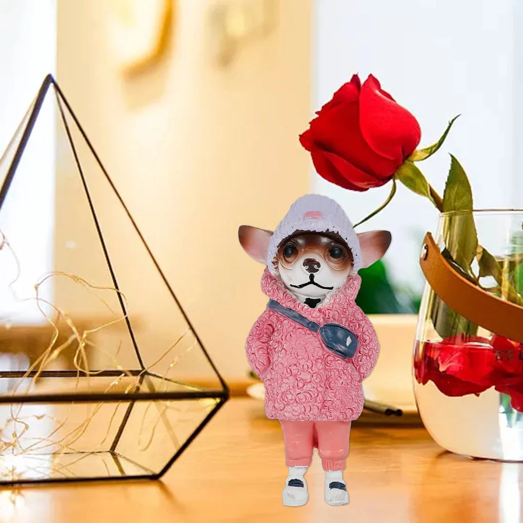 Dog Figurine Resin Statue Handmade Puppy Sculpture Ornament Decor H941767