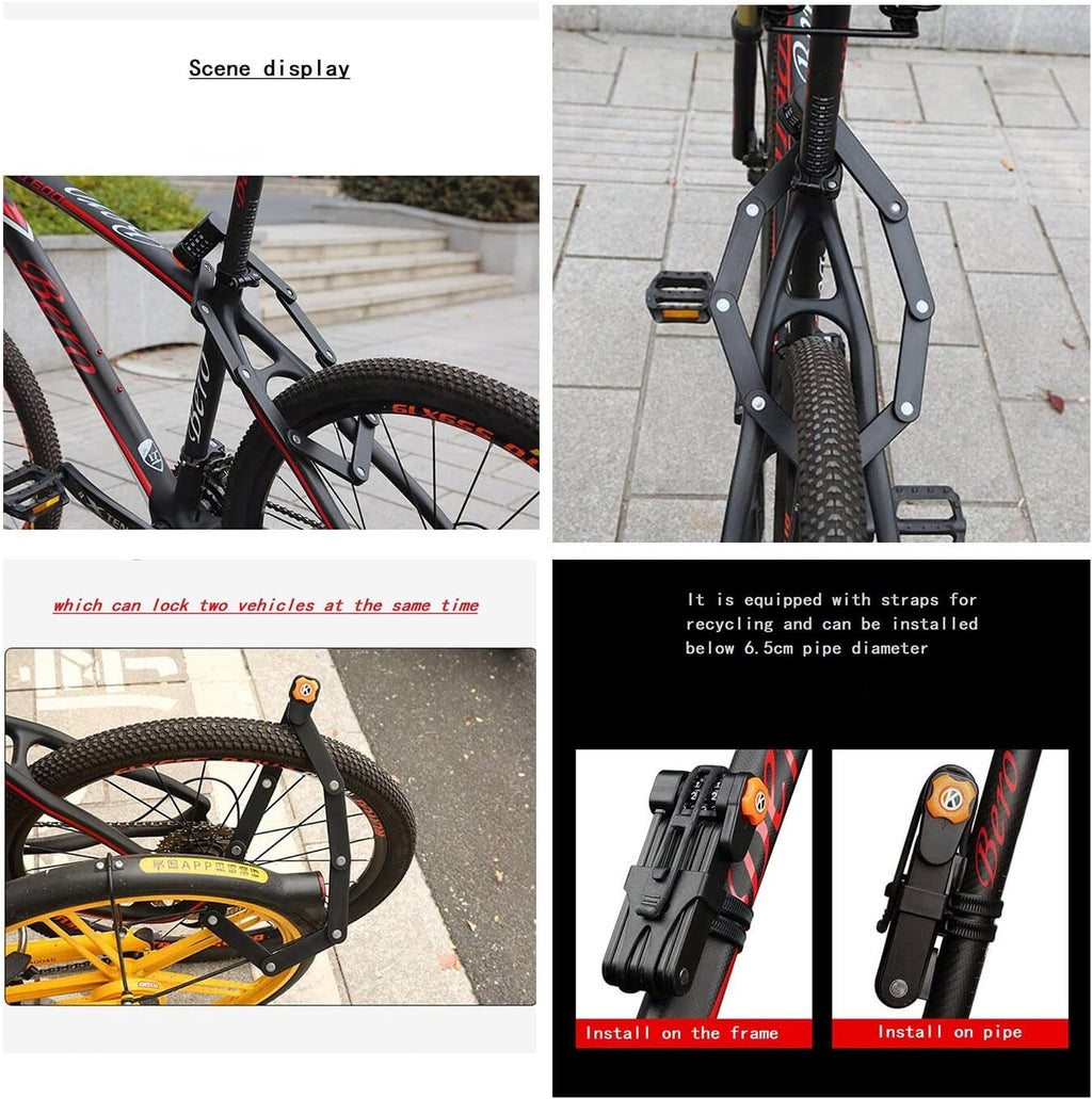 Code Lock with 4 Password Anti-Theft, Heavy Duty Bicycle Security Combination Chain Lock, Pack of 2 S6789