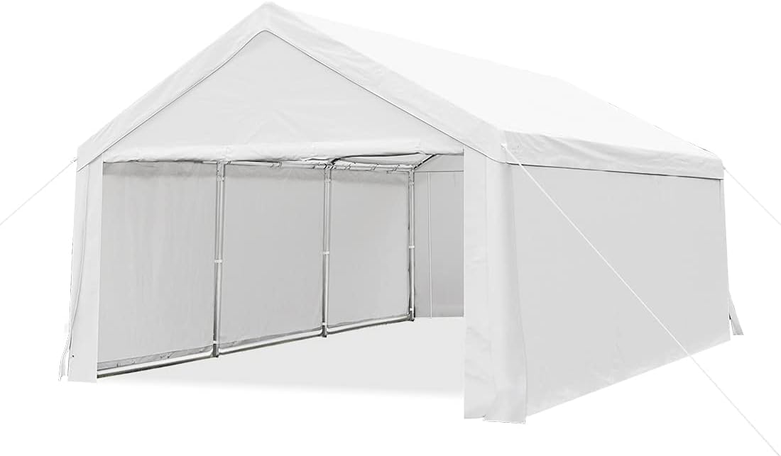 Beige Heavy Duty Carport Car Canopy with Reinforced Ground Bars Z80228