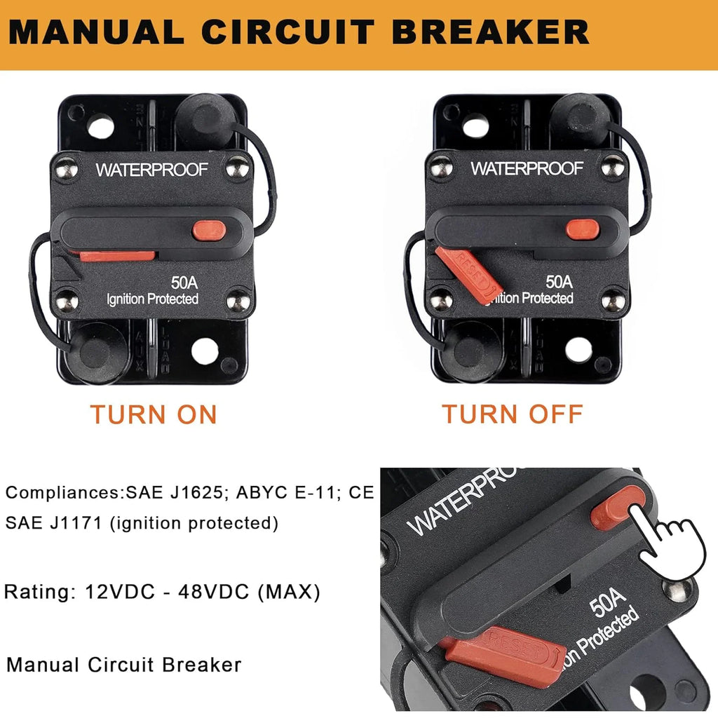 150 Amp Circuit Breaker with Manual Reset Waterproof F73559