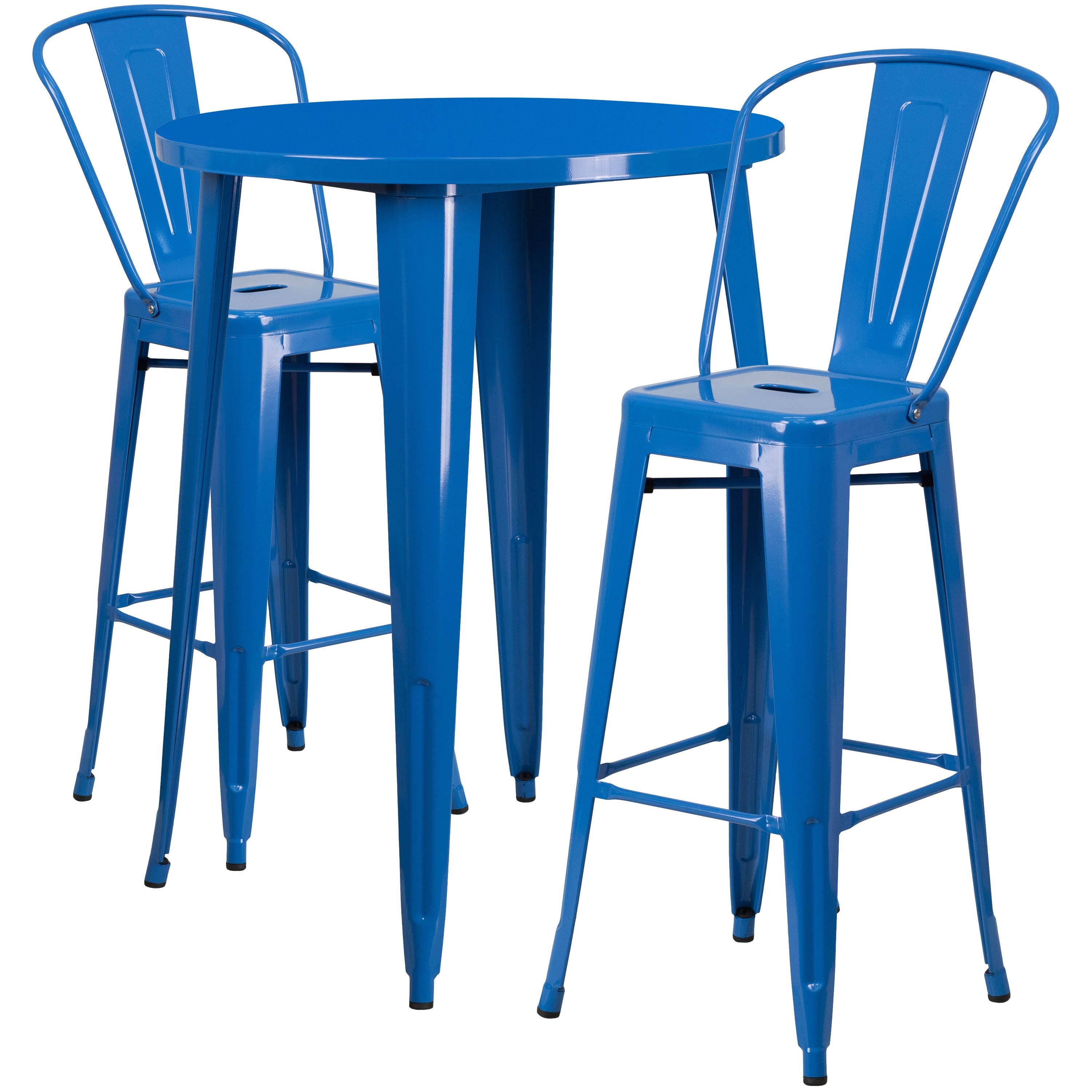 Yellow Metal Bar Table Set with 2 Cafe Stools W2057