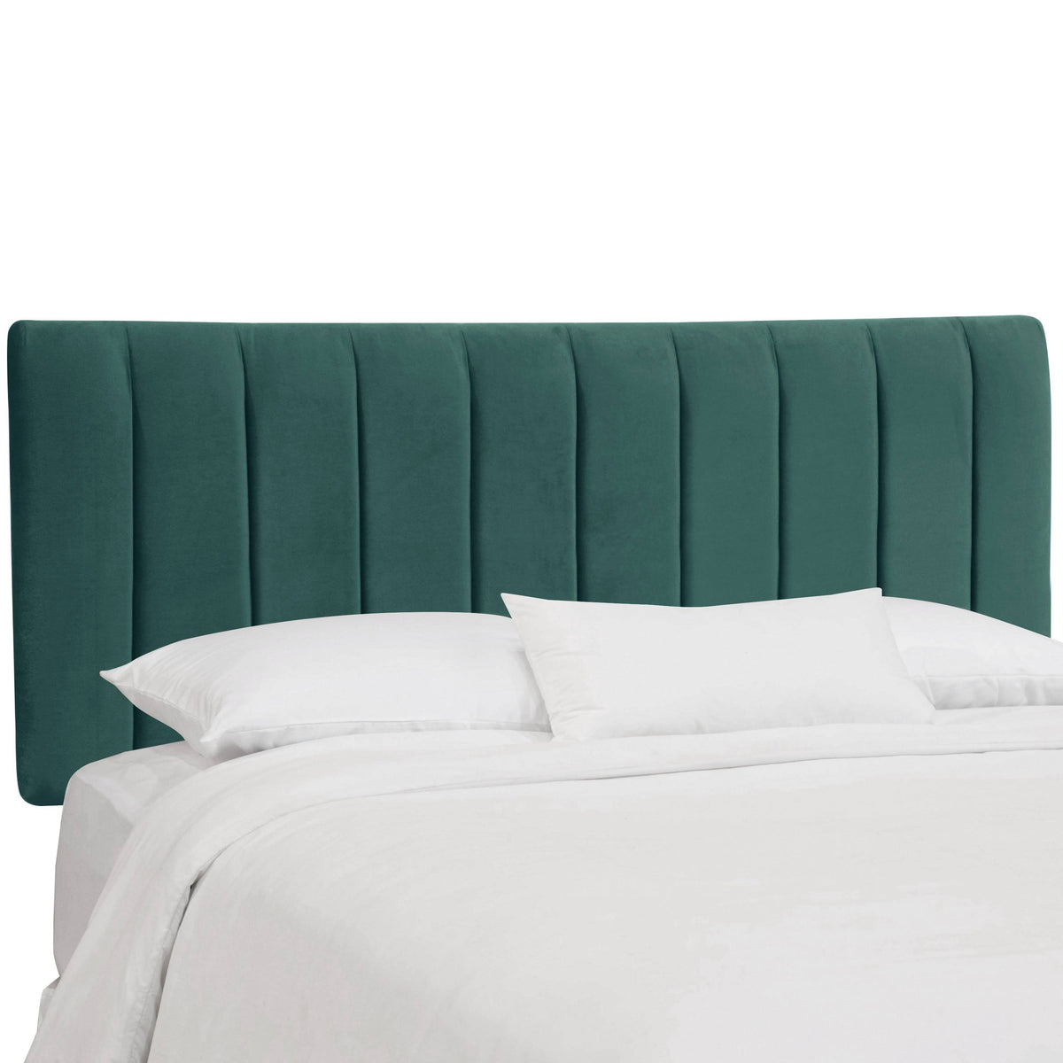 King Teal Velvet Channel Headboard I60058