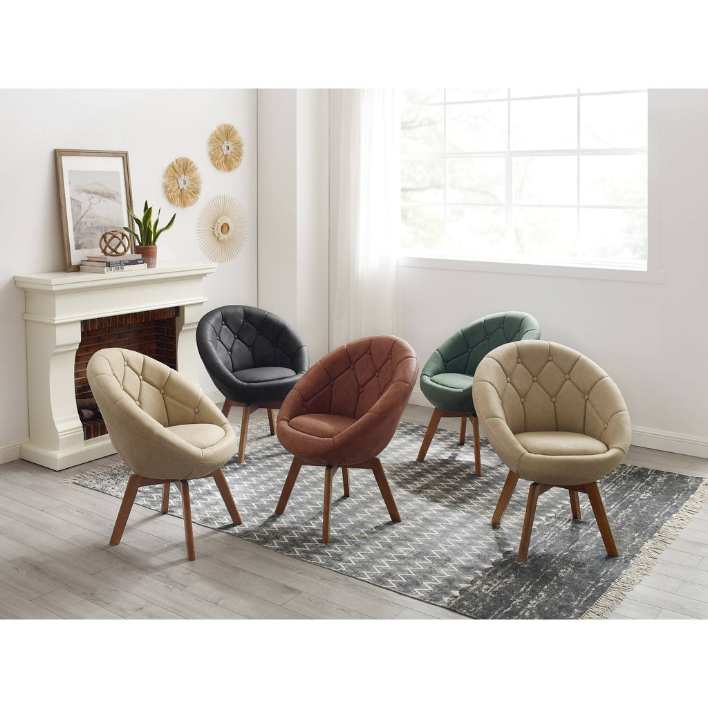 Velvet Tufted Round Swivel Accent Chair O8484