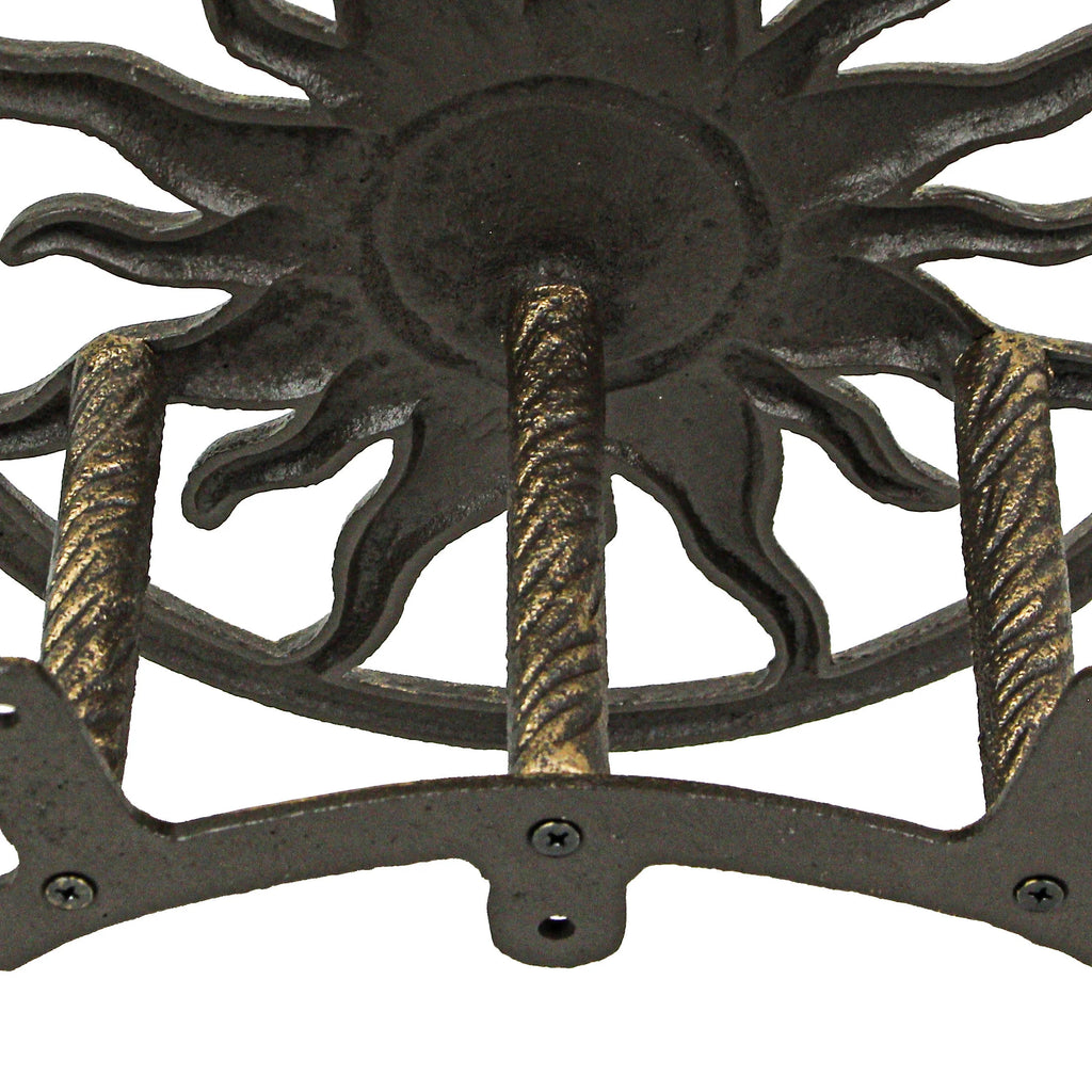Bronze Cast Iron Sun Wall Mount Garden Hose Hanger T8442