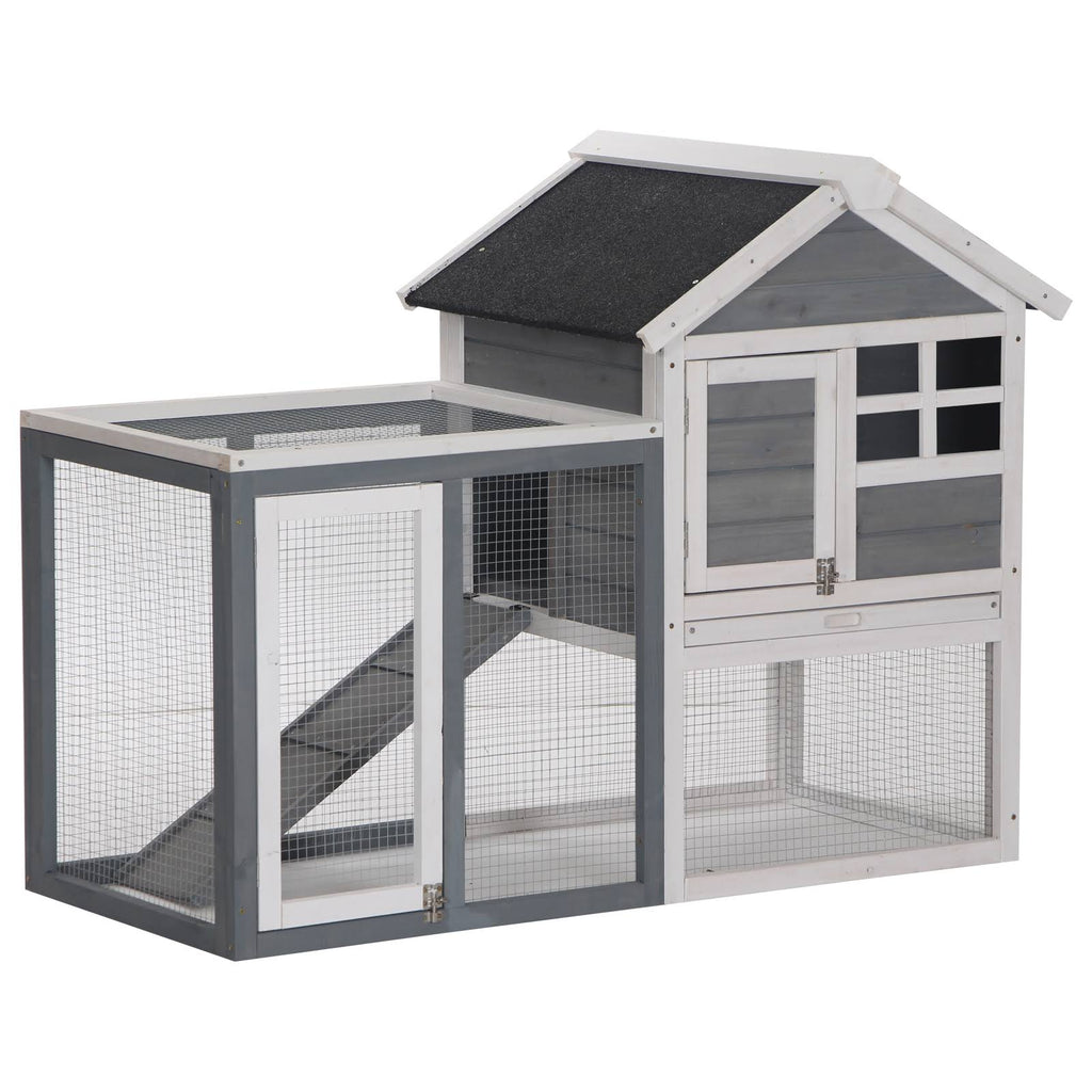 Outdoor Wooden Rabbit Hutch with Run O67141