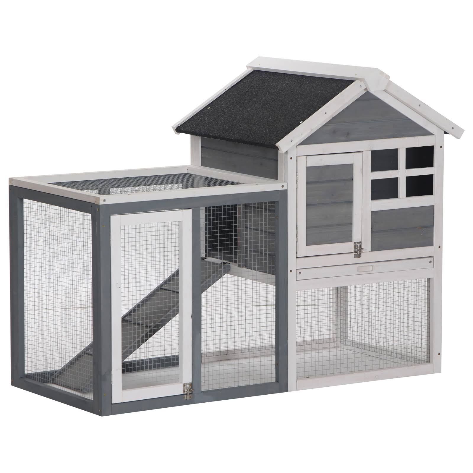 Outdoor Wooden Rabbit Hutch with Run O67141