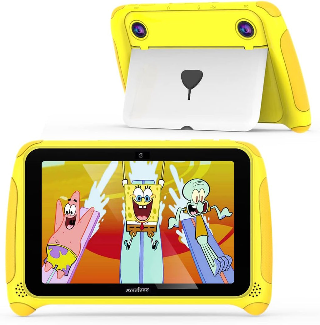 Yellow 7 inch Kids Tablet Android 11 Quad Core 2GB RAM 32GB Dual Camera WiFi Bluetooth Pack of 2 J522