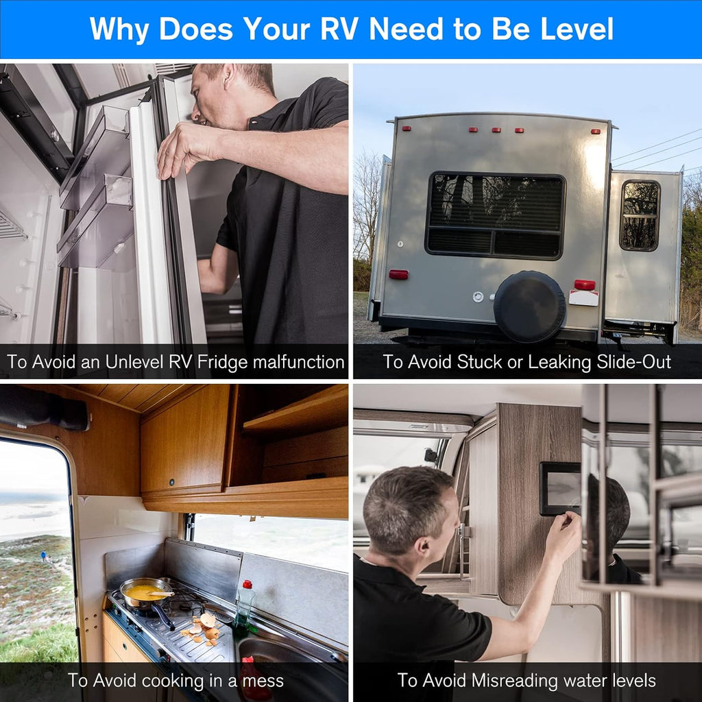 2 Packs Camper Levelers, RV Leveling Blocks Ramp Chock Kit, Curved Leveling Accessories with Anti-Slip Mats, Up to 35,000 lbs I179802