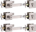3 Pack Brushed Nickel Entrance Lever Door Handle with Double Cylinder Deadbolt Locksets Keyed Alike V259470