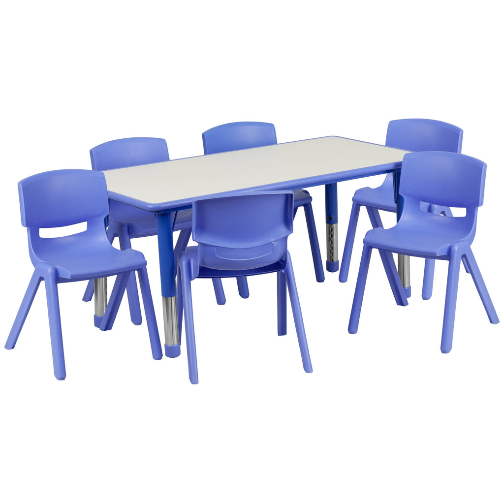 Red Rectangle Plastic Activity Table Set with 6 Chairs T60326