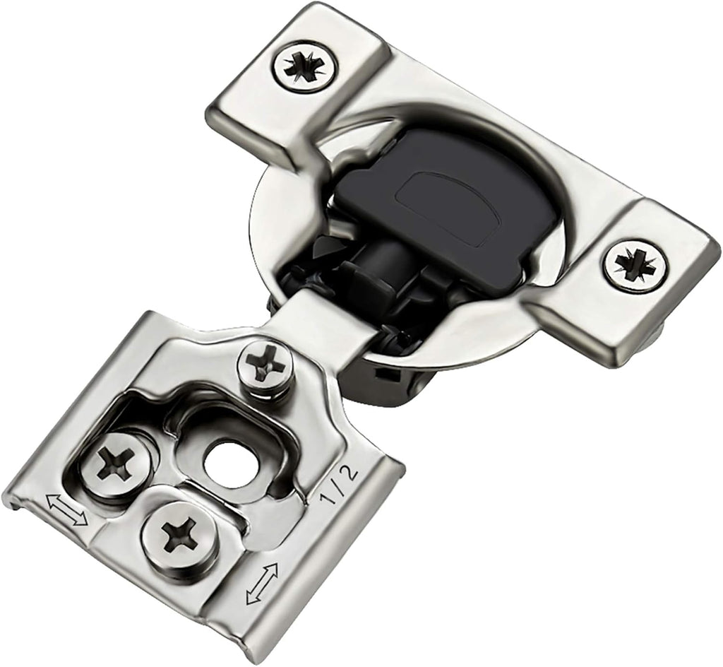 60 Pack 30 Pairs 1/2 inch Overlay Soft Close Hinges Satin Nickel Stainless Steel Concealed Hinge U187