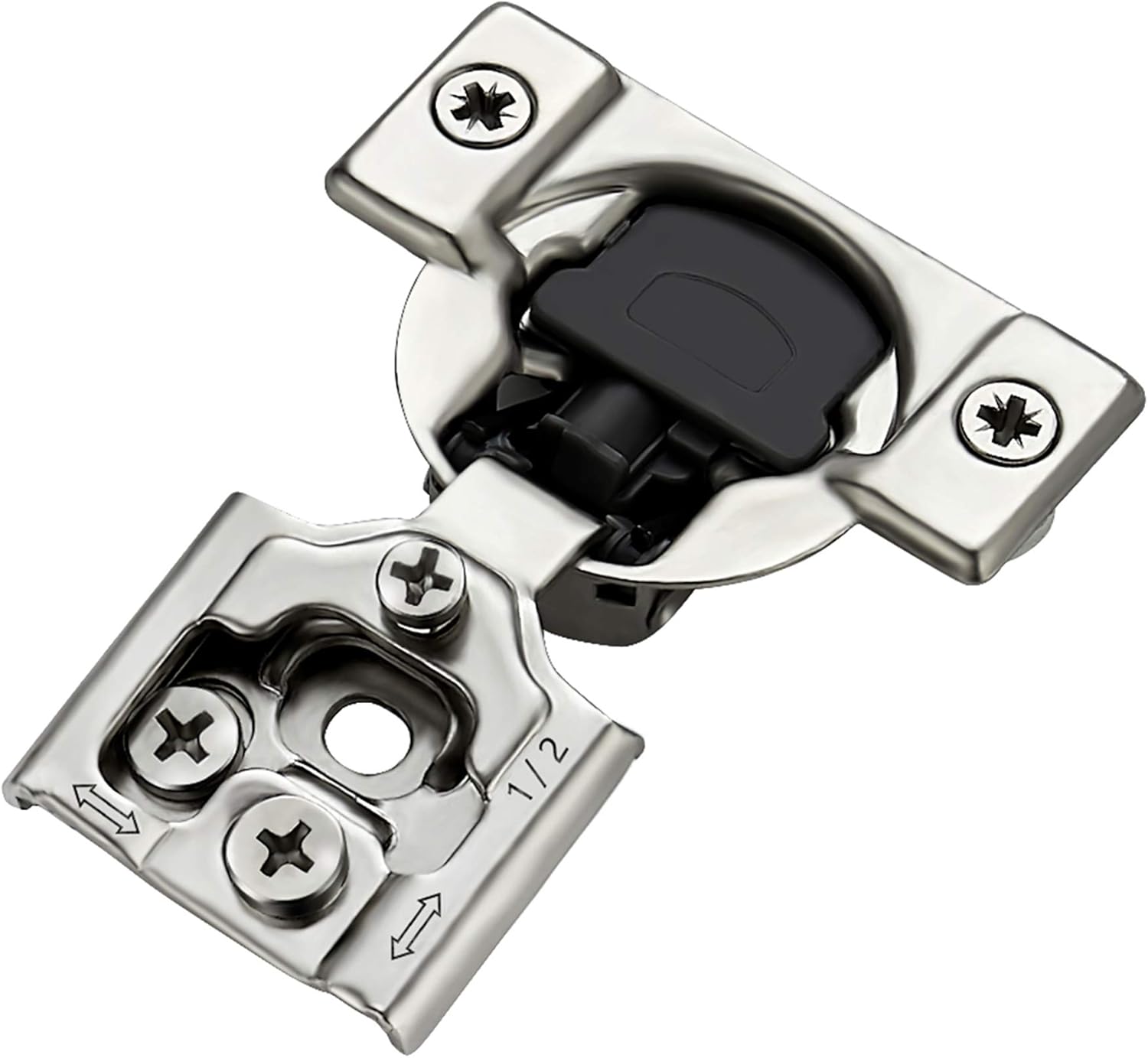 60 Pack 30 Pairs 1/2 inch Overlay Soft Close Hinges Satin Nickel Stainless Steel Concealed Hinge U187