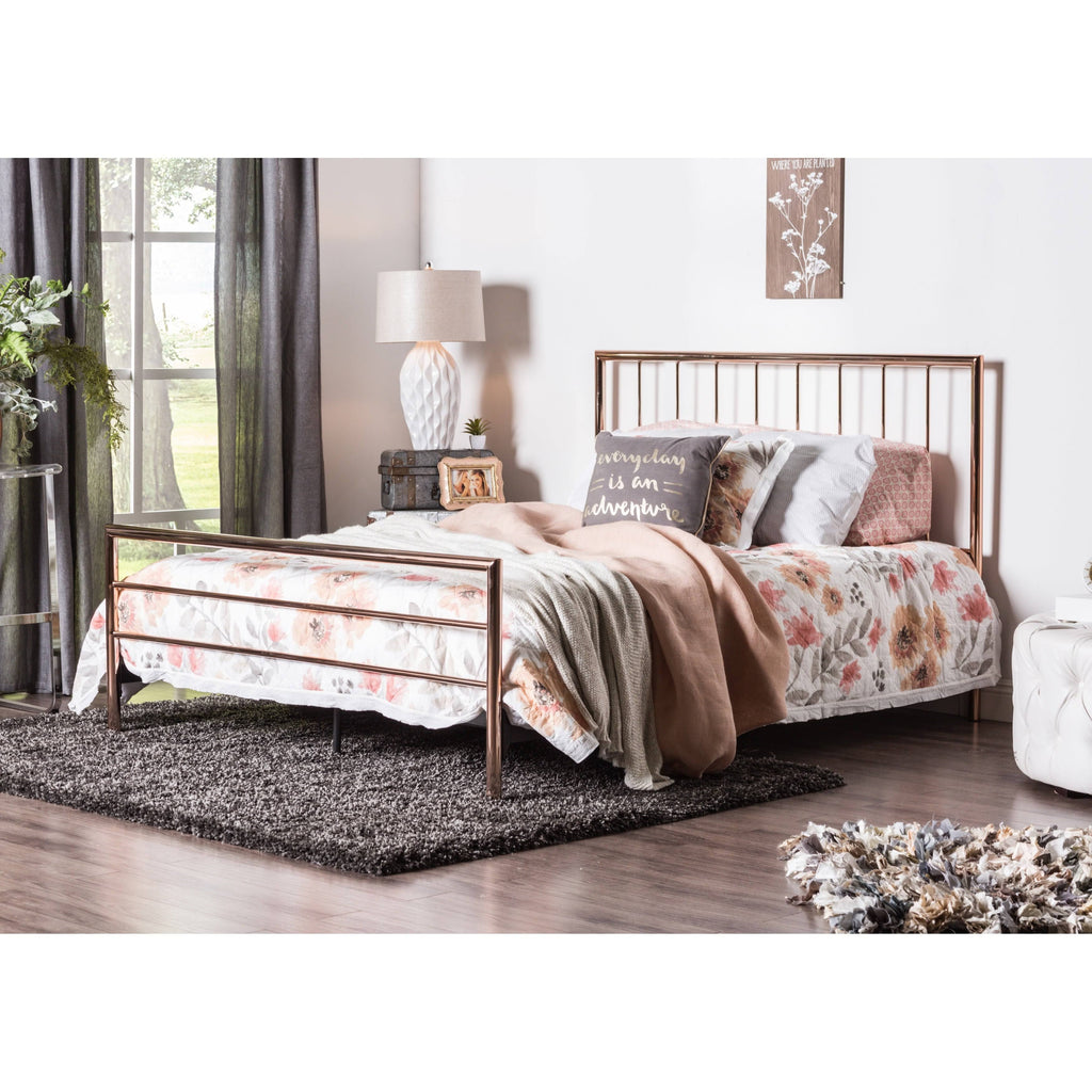 California King Rose Gold Metal Bed M8366