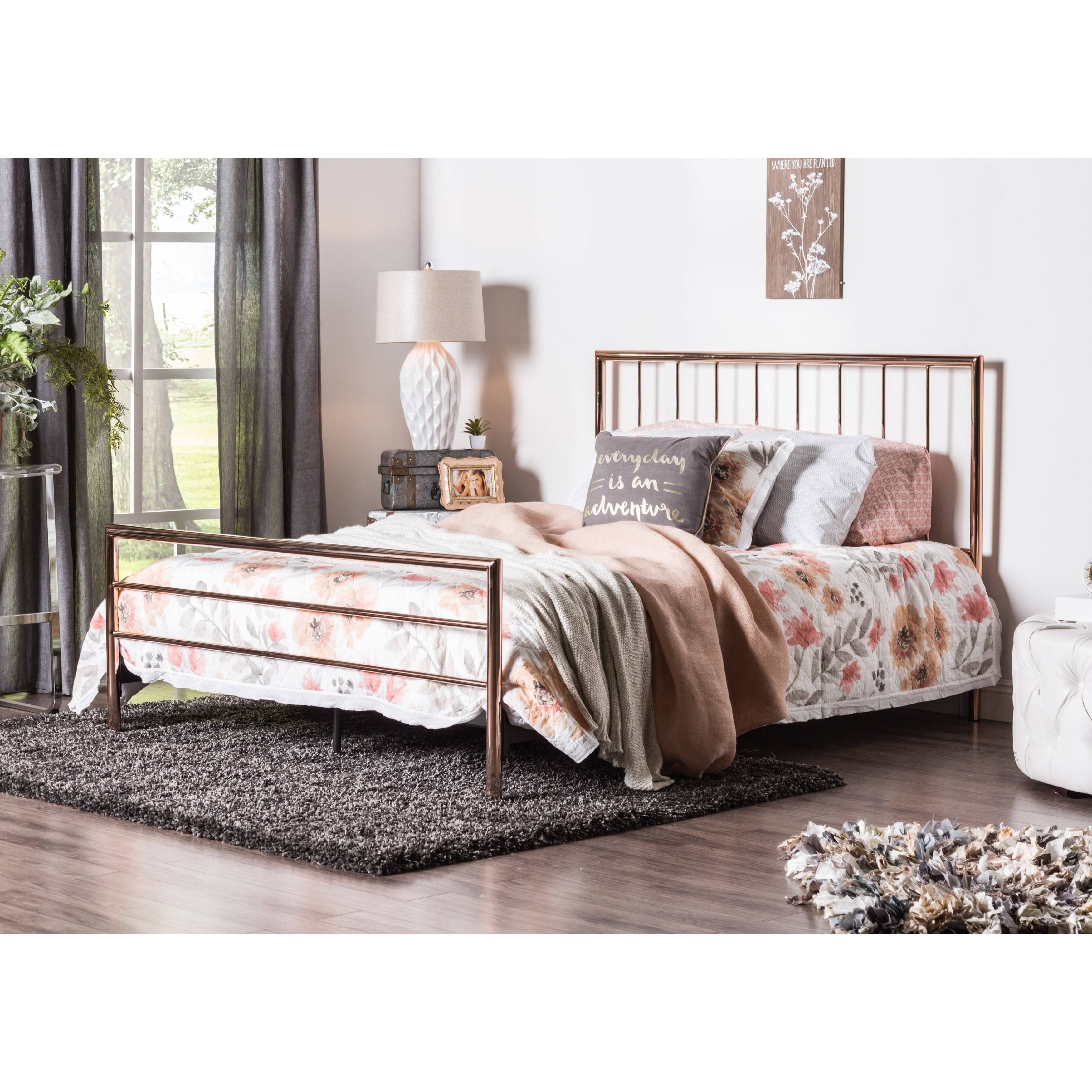 California King Rose Gold Metal Bed M8366