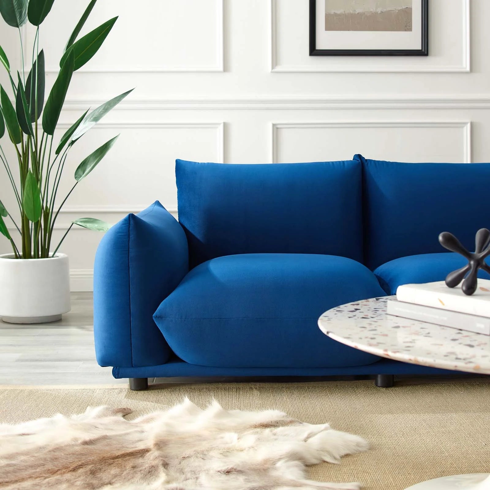 Navy Performance Velvet Loveseat Y9909