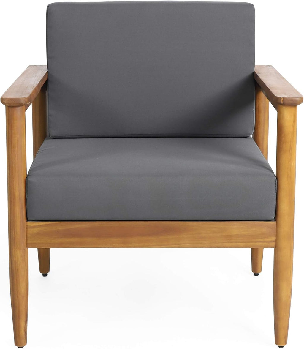 Outdoor Acacia Wood Club Chair Set of 2 Teak Dark Gray M103