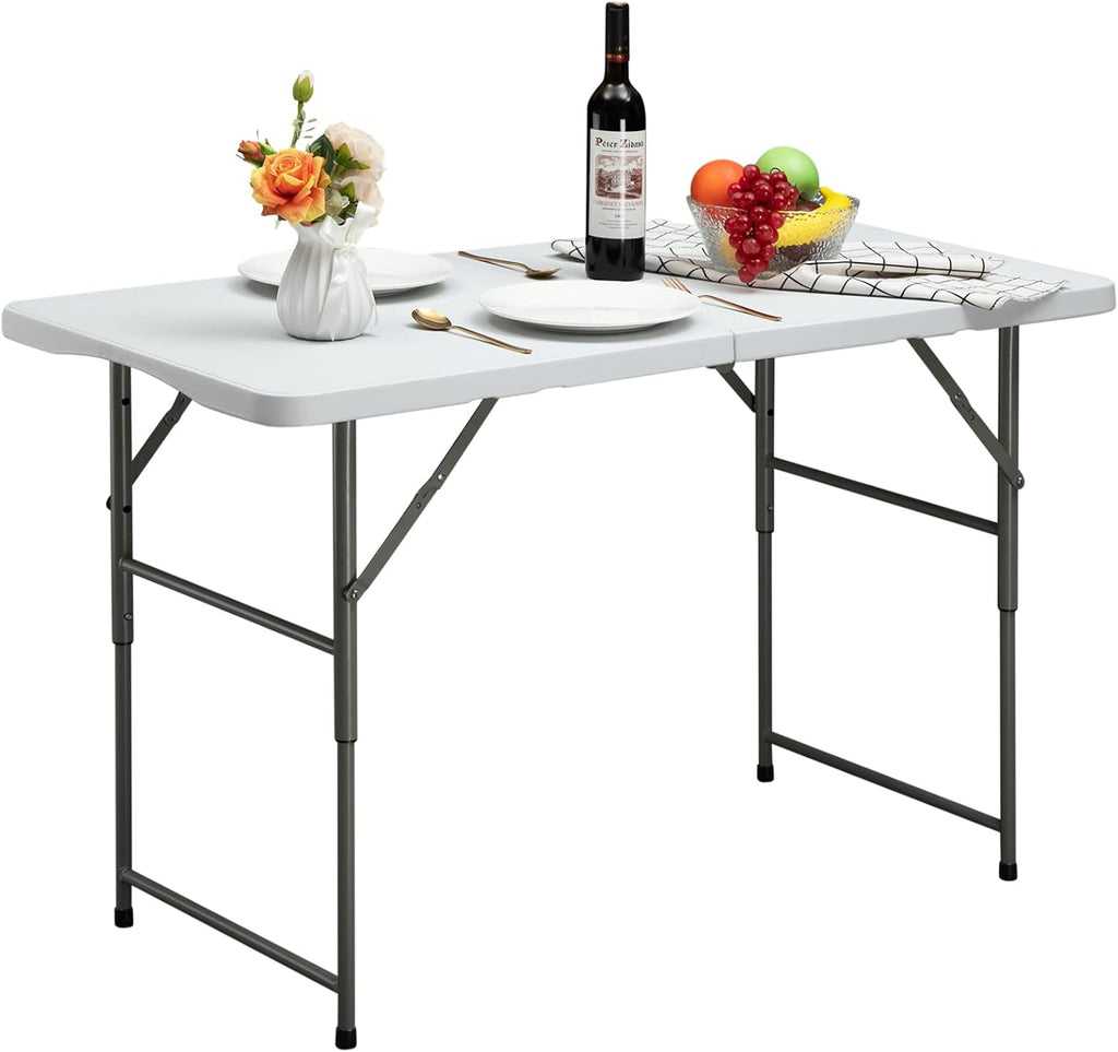 White 4ft Bi-Folding Plastic Dining Table Q6129