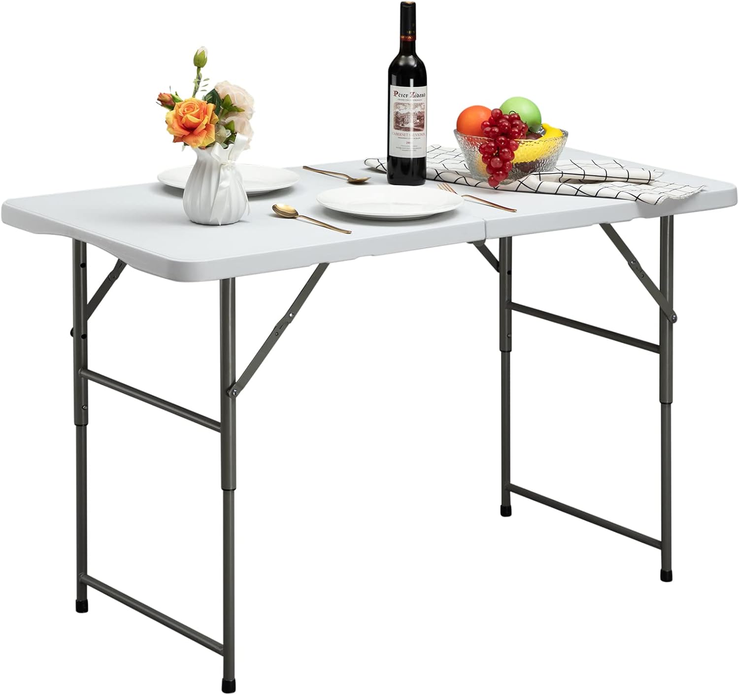 White 4ft Bi-Folding Plastic Dining Table Q6129