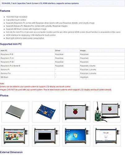 7 inch 1024*600 Capacitive Touch Screen LCD Display HDMI Interface B77018