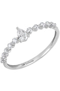 Pear Shape Diamond Ring 14K White 0.32 Total Carat Weight U7517
