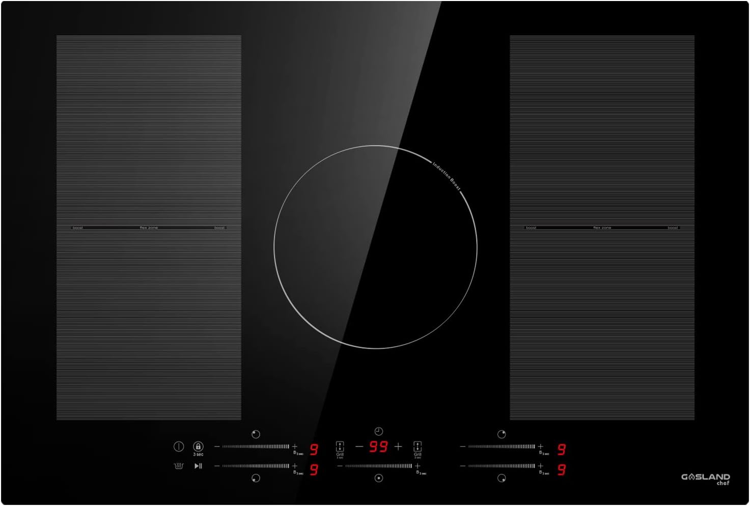 Induction Cooktop 30 Inch, 240V Drop-in 4 Cooking Zone, 9 Power Levels, Sensor Touch Control, Child Lock, Timer G960