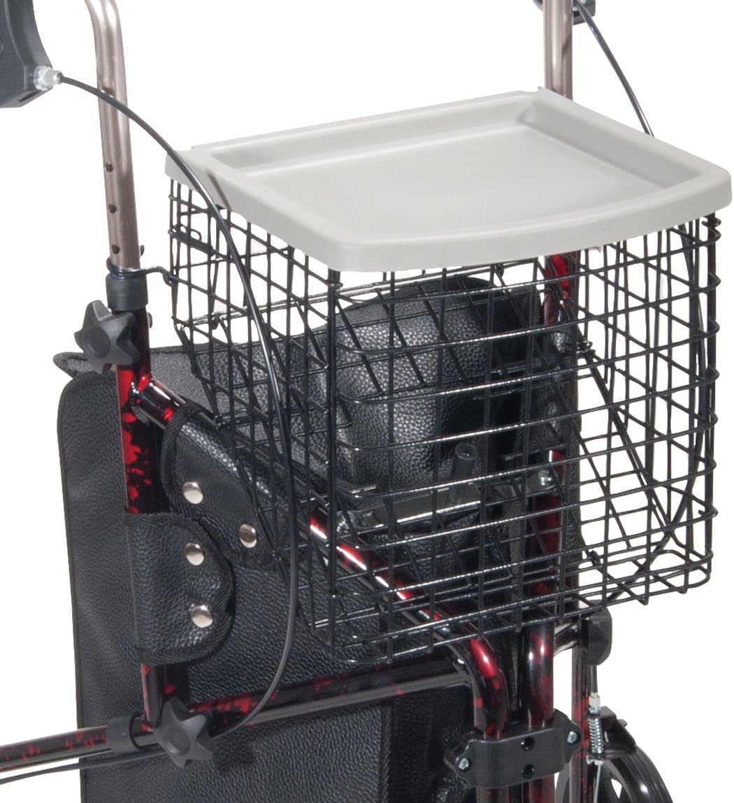 Black/Red Deluxe Foldable Rollator Walker E627