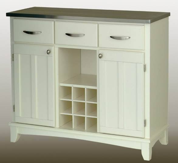White Buffet with Stainless Steel Top S39643