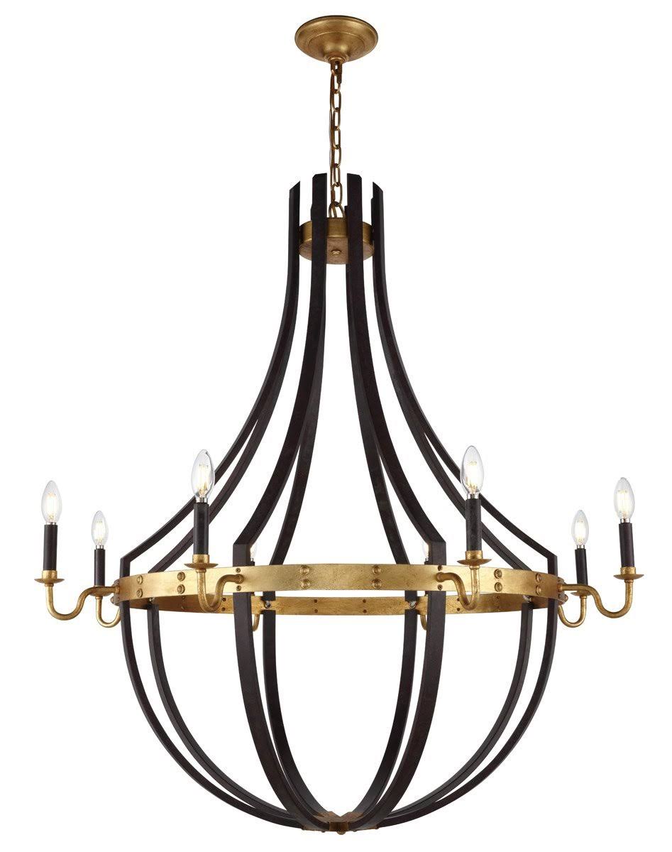 8 Light Ivory Wash Steel Grey Chandelier Z725