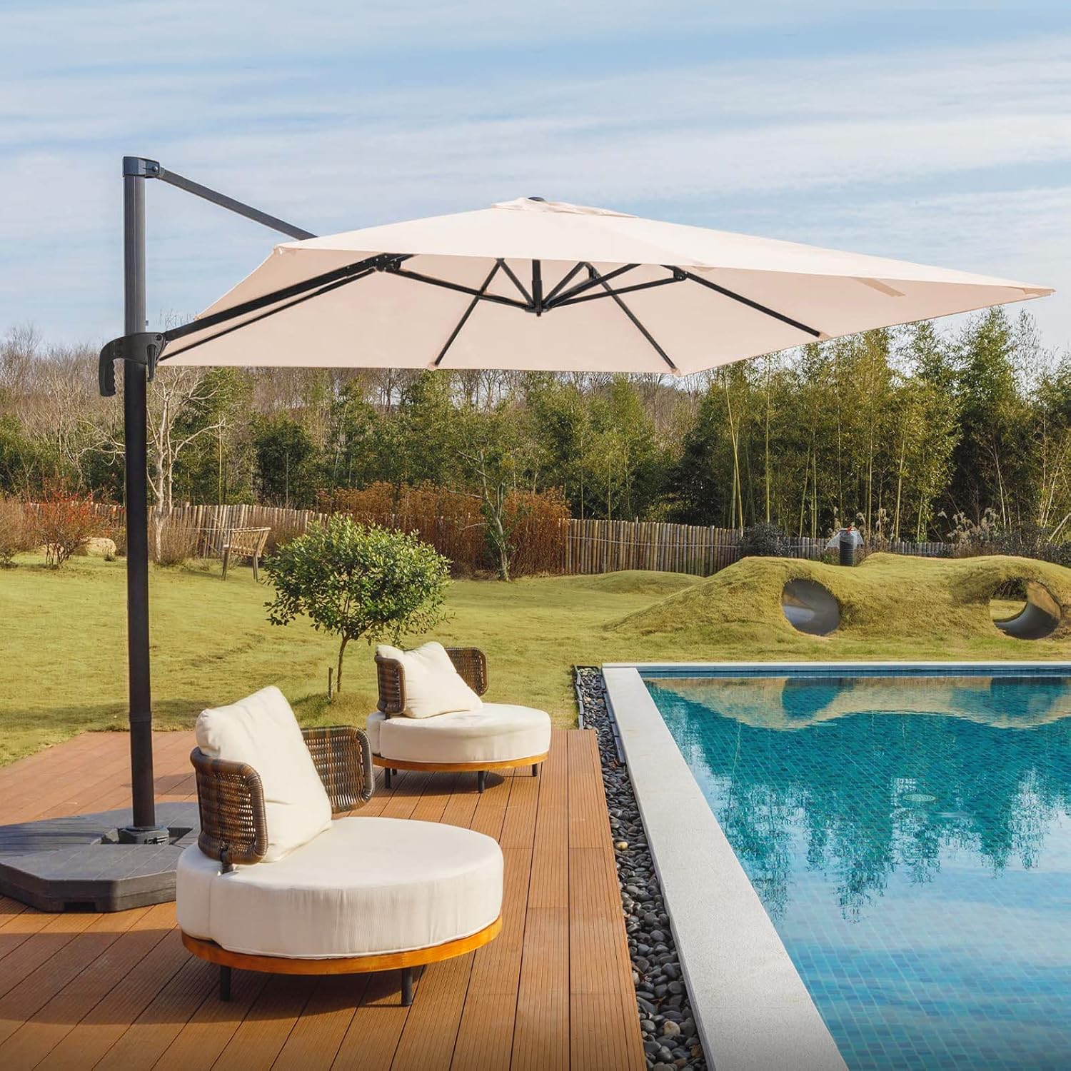 Brick Red 10 FT Offset Patio Umbrella with Aluminum Frame X82978