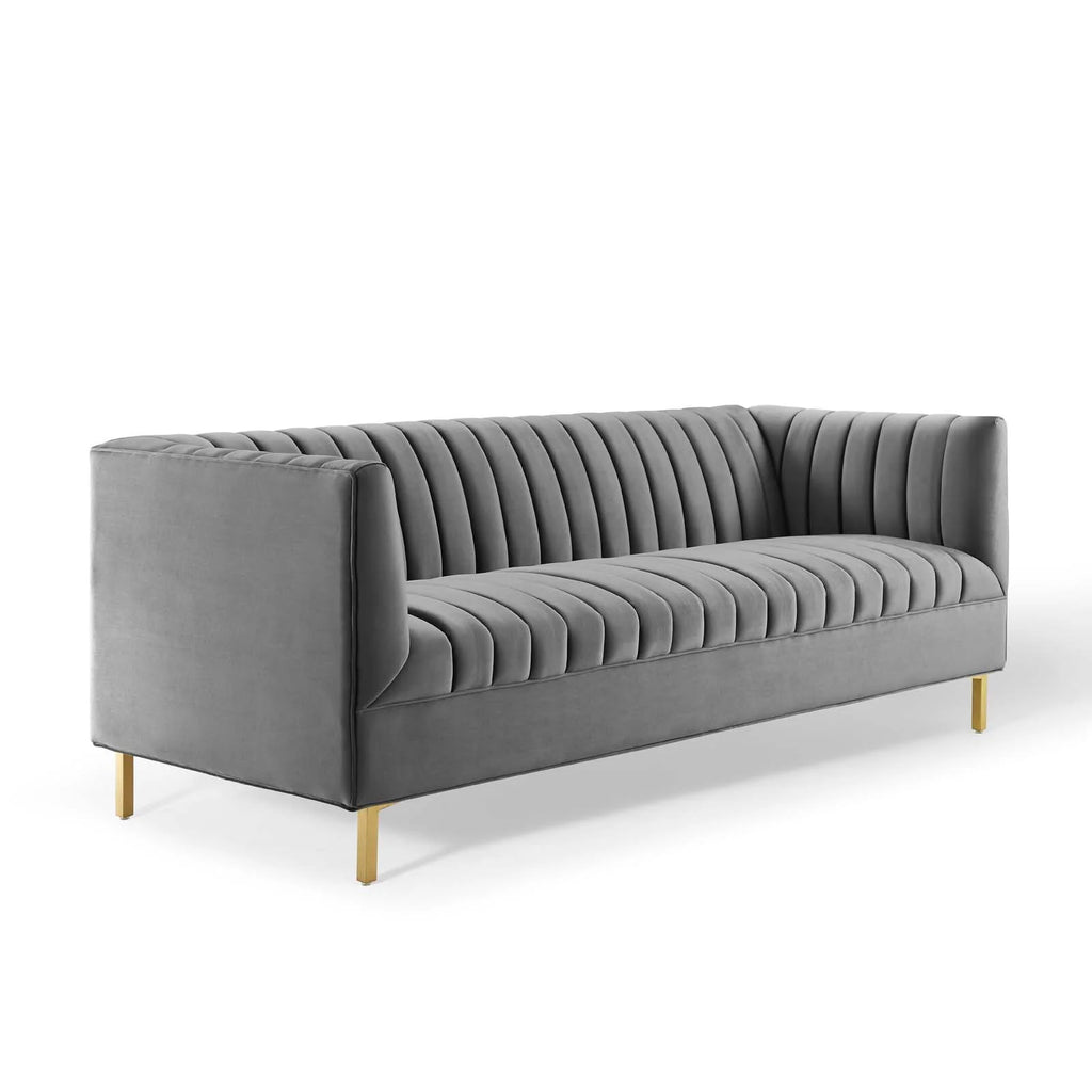 Gray Performance Velvet Sofa J368