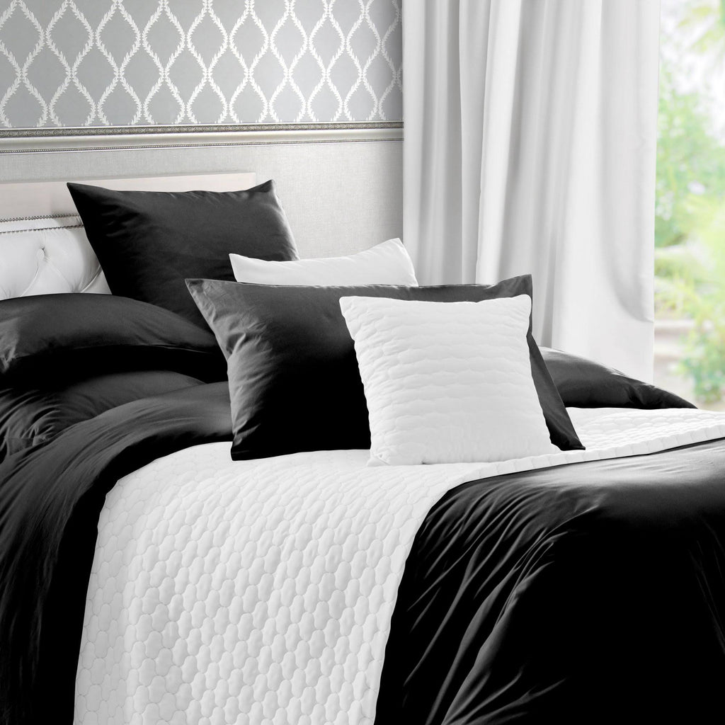 Oversized King 3 PC Black 100% Sateen Cotton Duvet Cover Set Y799