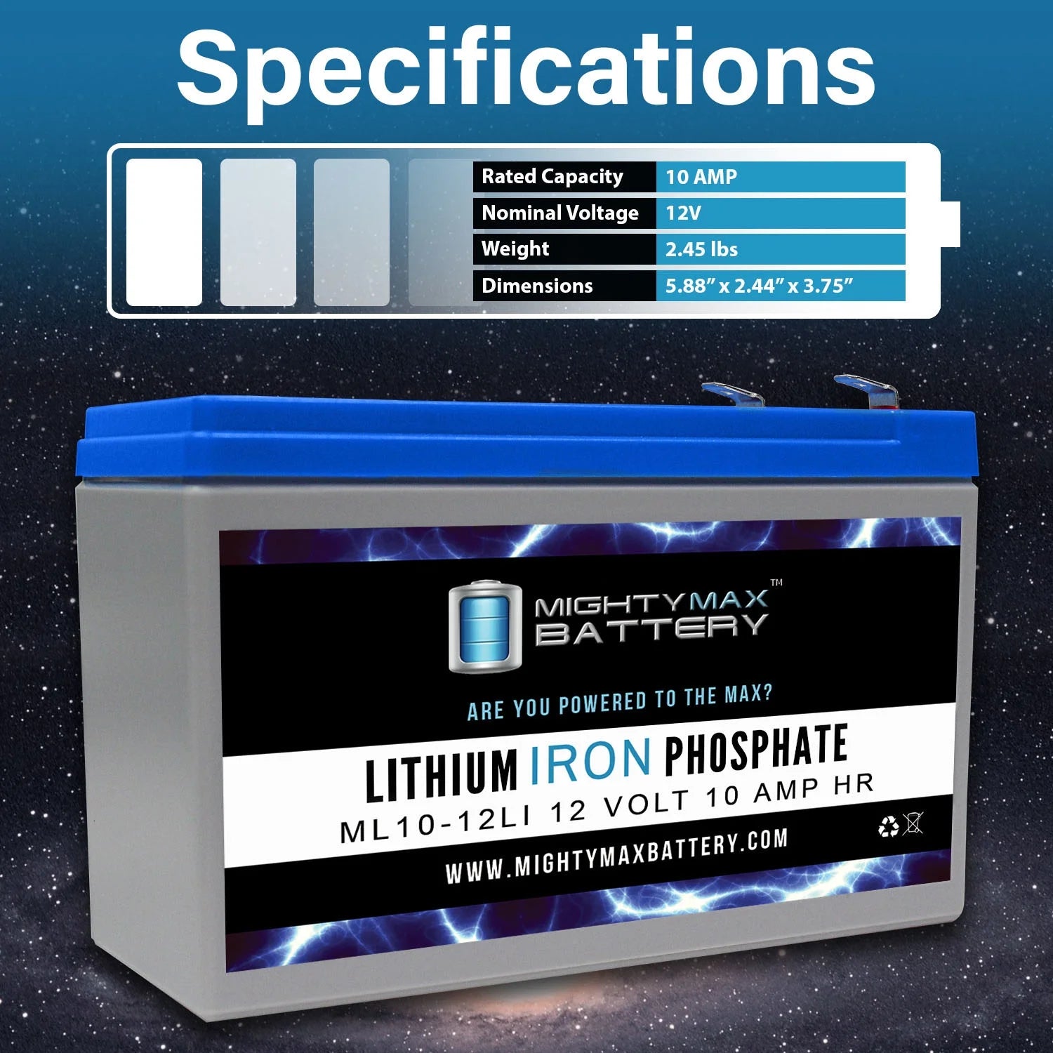 12V 10AH Lithium Replacement Battery 3 Pack G963