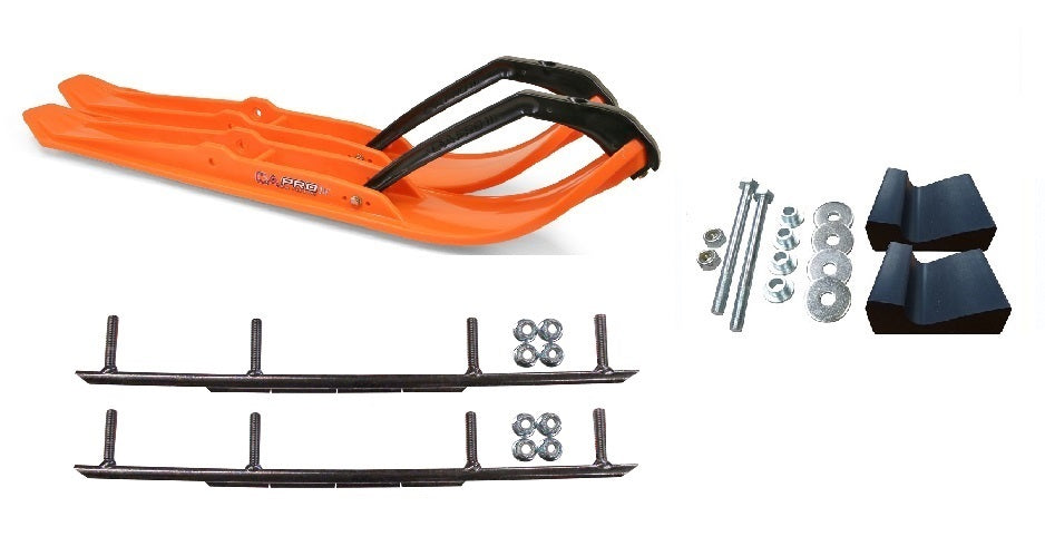 Orange XPT Snowmobile Skis with 8" Round Bars Complete Kit V594251