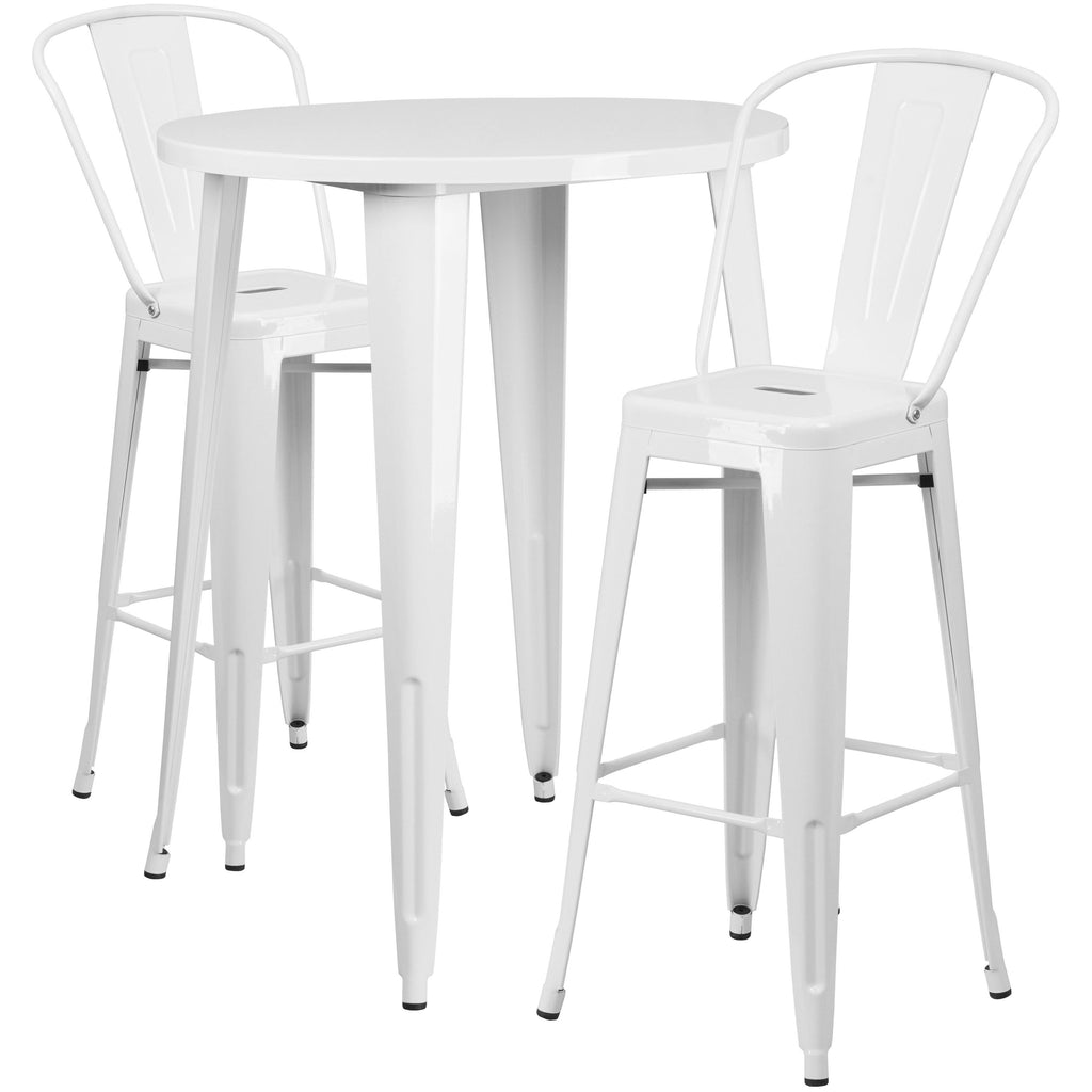 Yellow Metal Bar Table Set with 2 Cafe Stools W2057