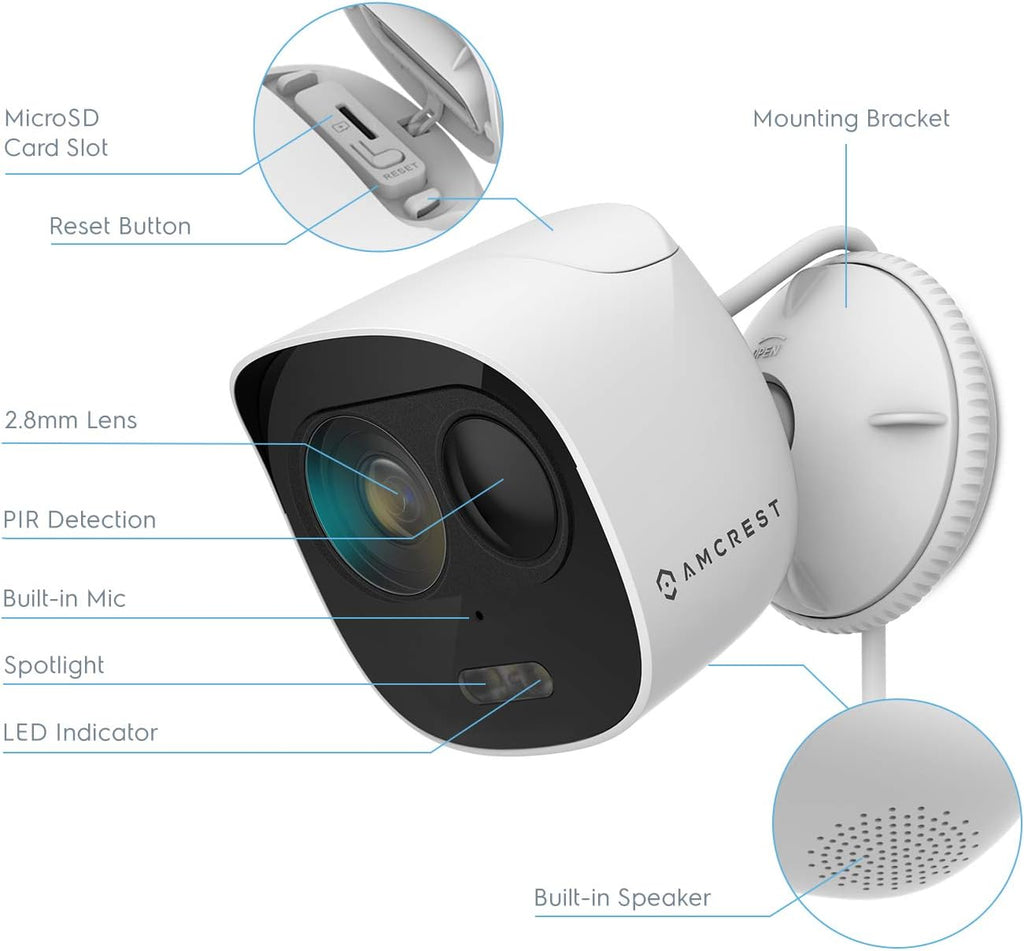 1080p WiFi Outdoor Security Camera with Spotlight, Siren Alarm, Two-Way Audio, Night Vision, IP65 Weatherproof I2805