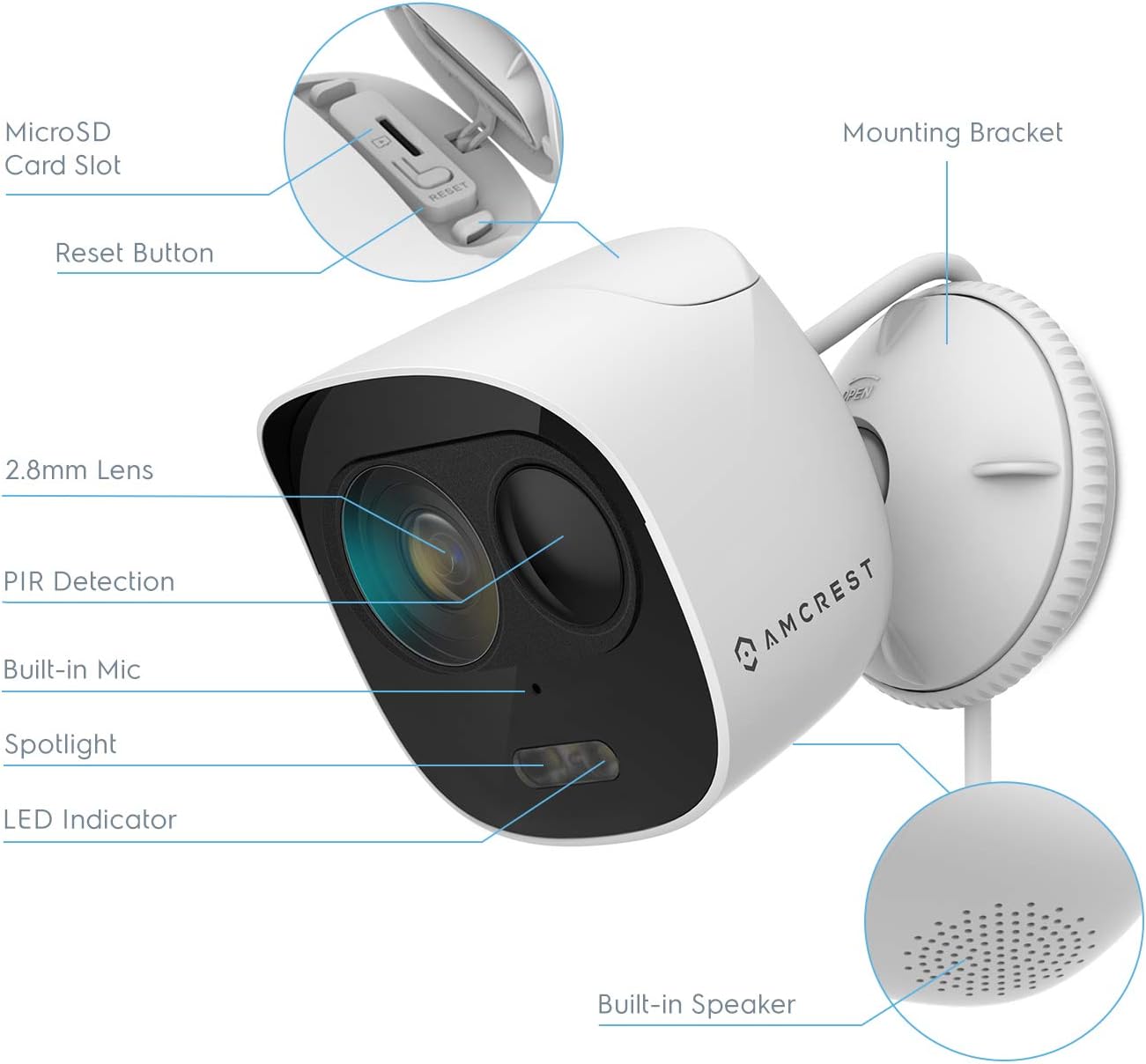 1080p WiFi Outdoor Security Camera with Spotlight, Siren Alarm, Two-Way Audio, Night Vision, IP65 Weatherproof I2805