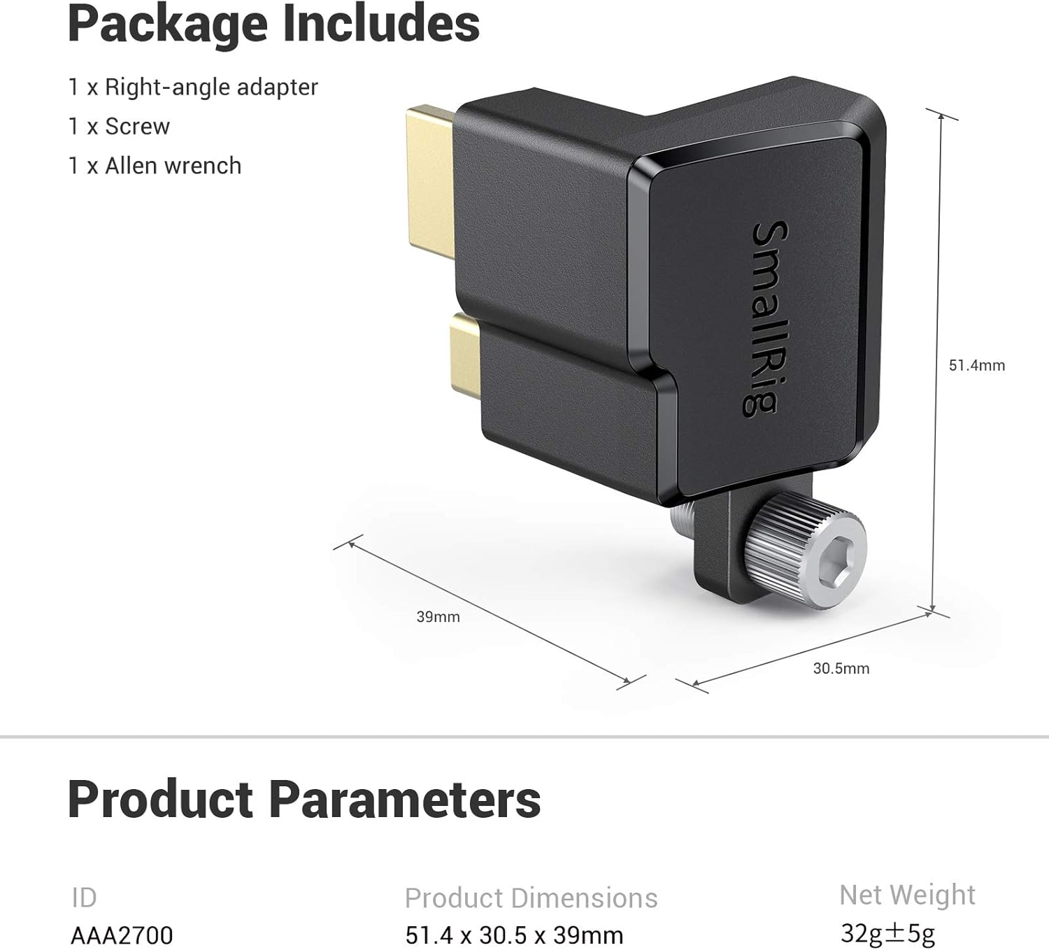 HDMI/USB Type-C Right-Angle Adapter for BMPCC 4K Camera Cage U852626