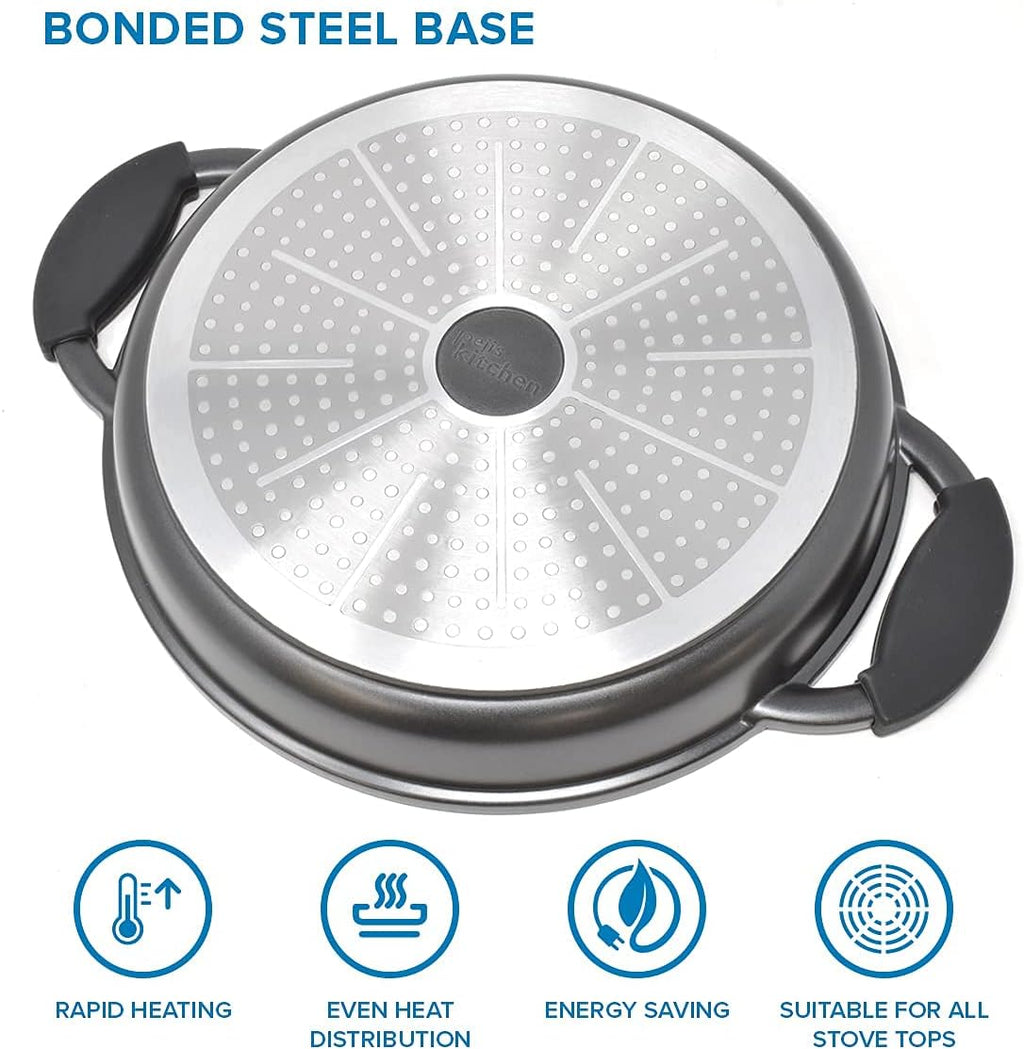 10.6 Inch Non Stick Cast Aluminum Griddle Pan with Glass Lid Z13563