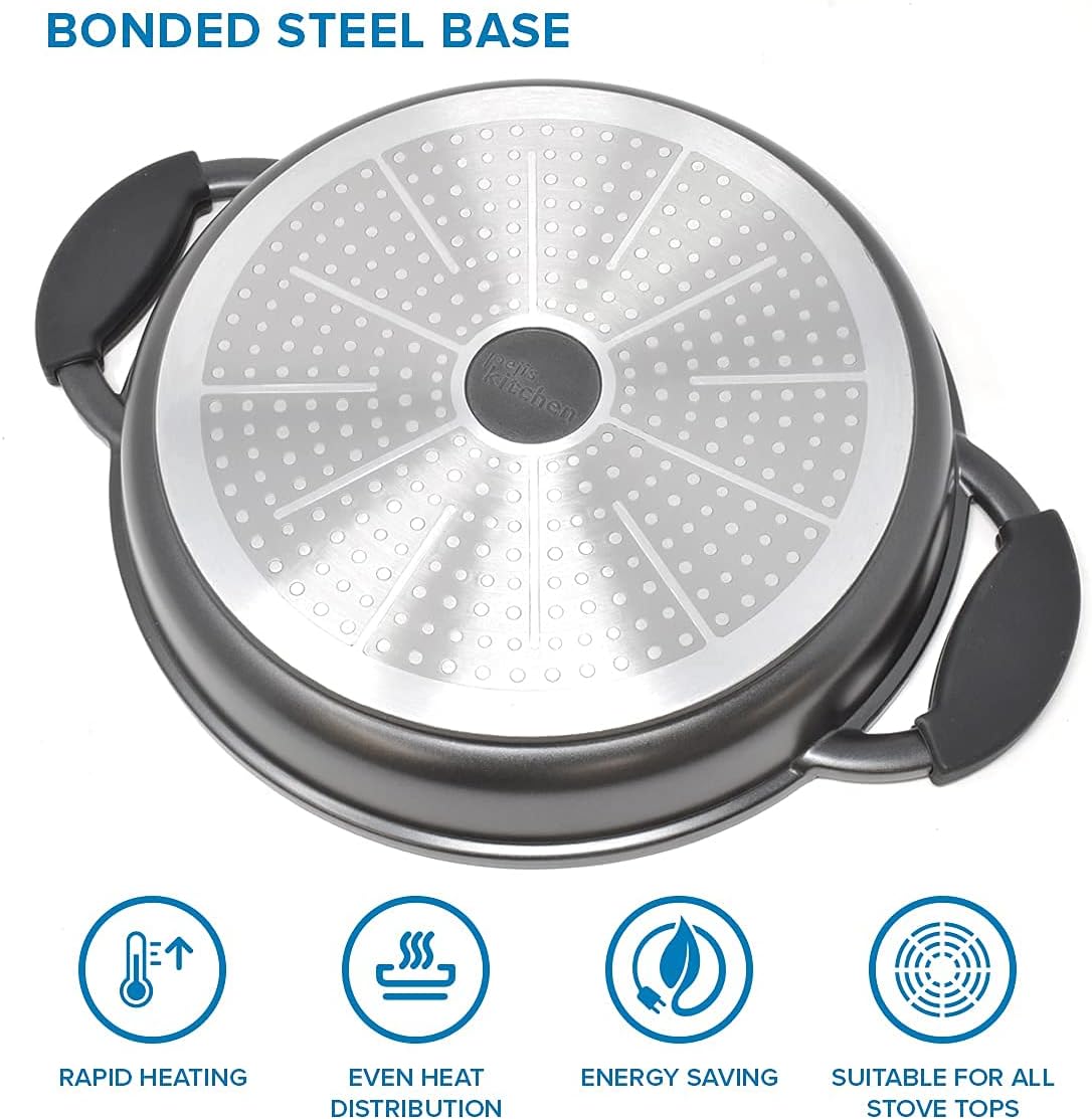 10.6 Inch Non Stick Cast Aluminum Griddle Pan with Glass Lid Z13563