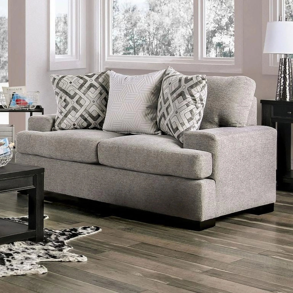 Light Gray Microfiber Sofa and Loveseat S287107