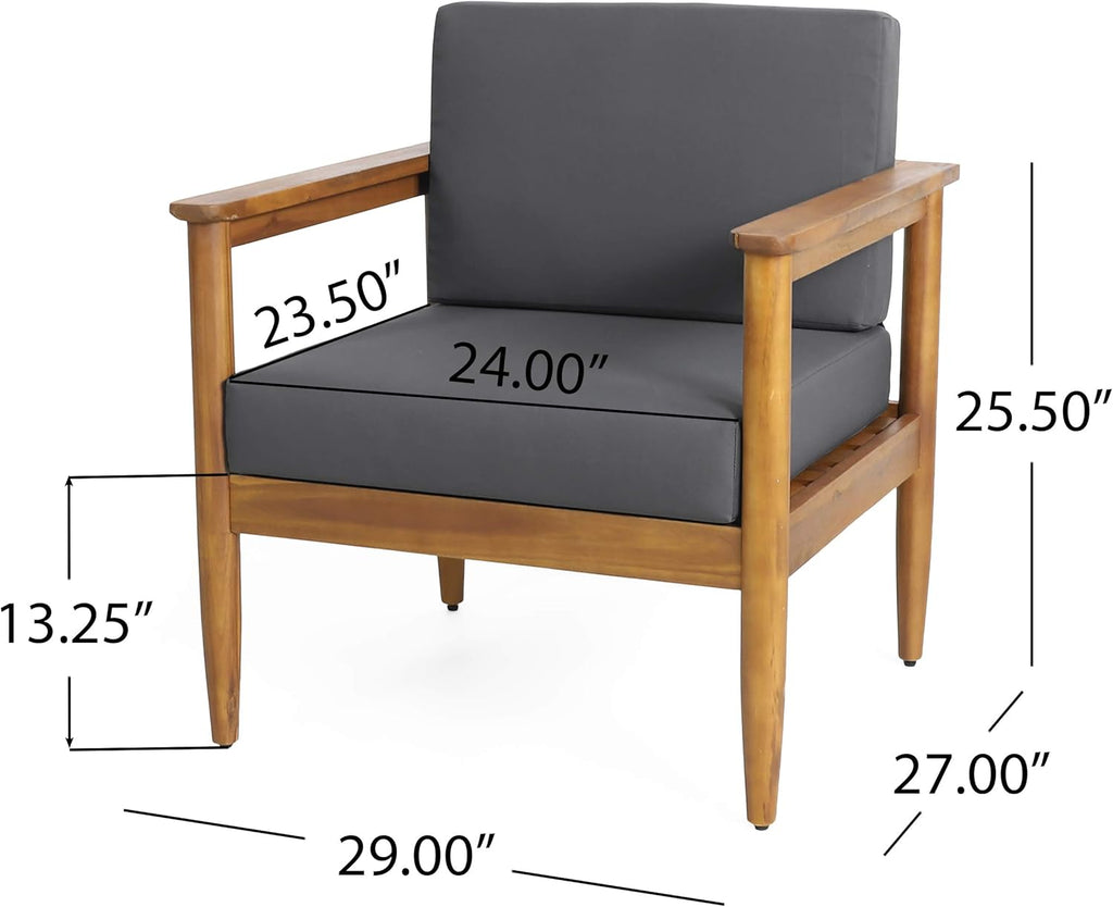 Outdoor Acacia Wood Club Chair Set of 2 Teak Dark Gray M103