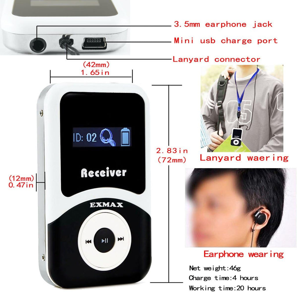 Wireless Tour Guide System Headsets (1 Transmitter 6 Receivers) T9586