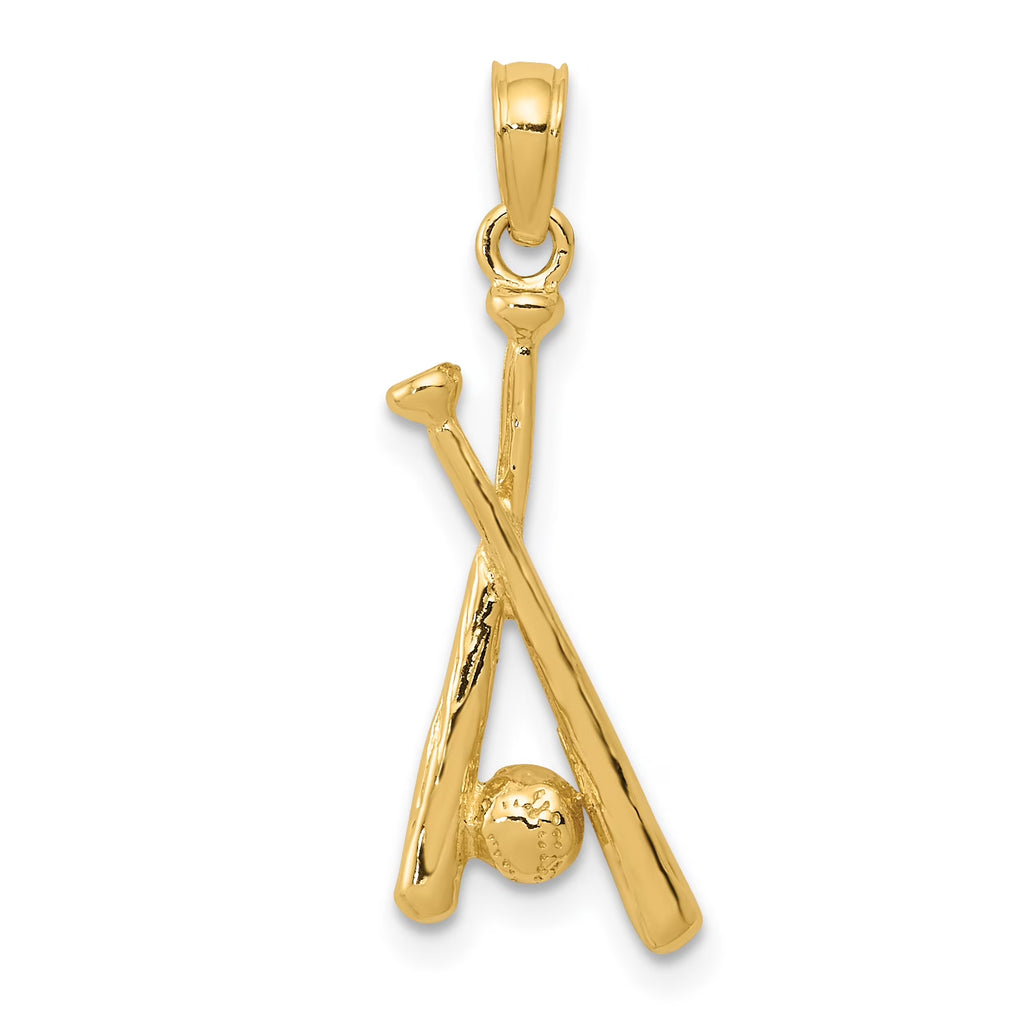 10K Yellow Gold Polished Baseball Pendant A795264