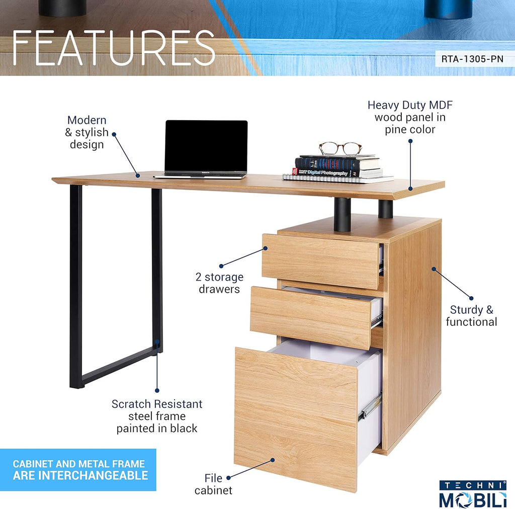Computer Desk with Storage and File Cabinet S221