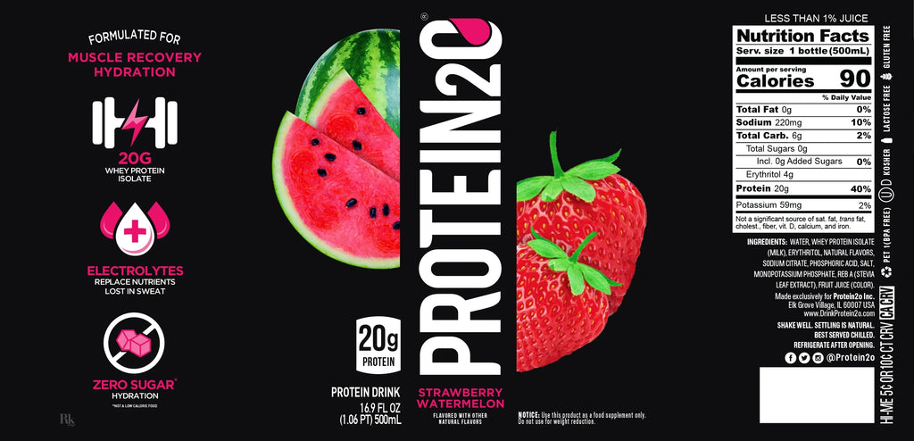 Strawberry Watermelon 20g Whey Protein Infused Water, 16.9 fl oz (12-Pack) Y626