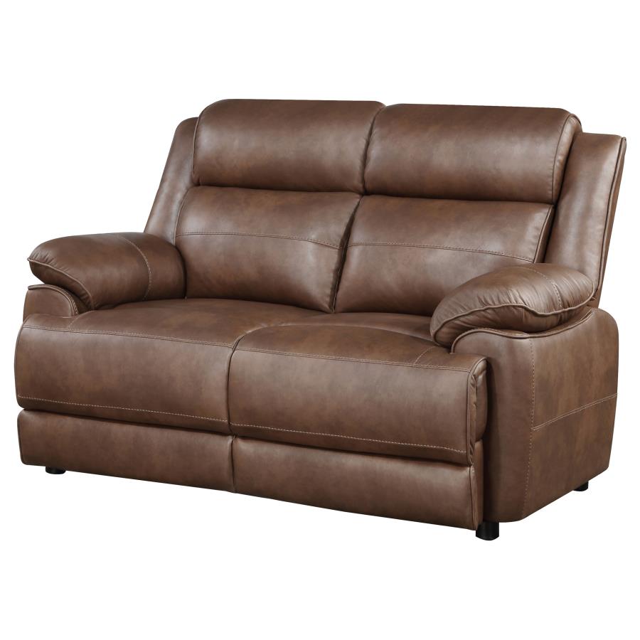 Dark Brown Upholstered Arm Loveseat Z550338