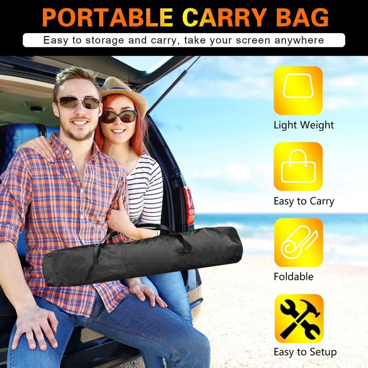120 inch 16:9 Portable Projector Screen with Stand and Carry Bag S823991