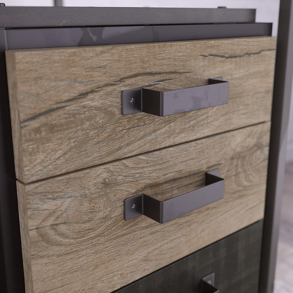 Rustic Gray L Shaped Desk with 3 Drawer Mobile File Cabinet C243