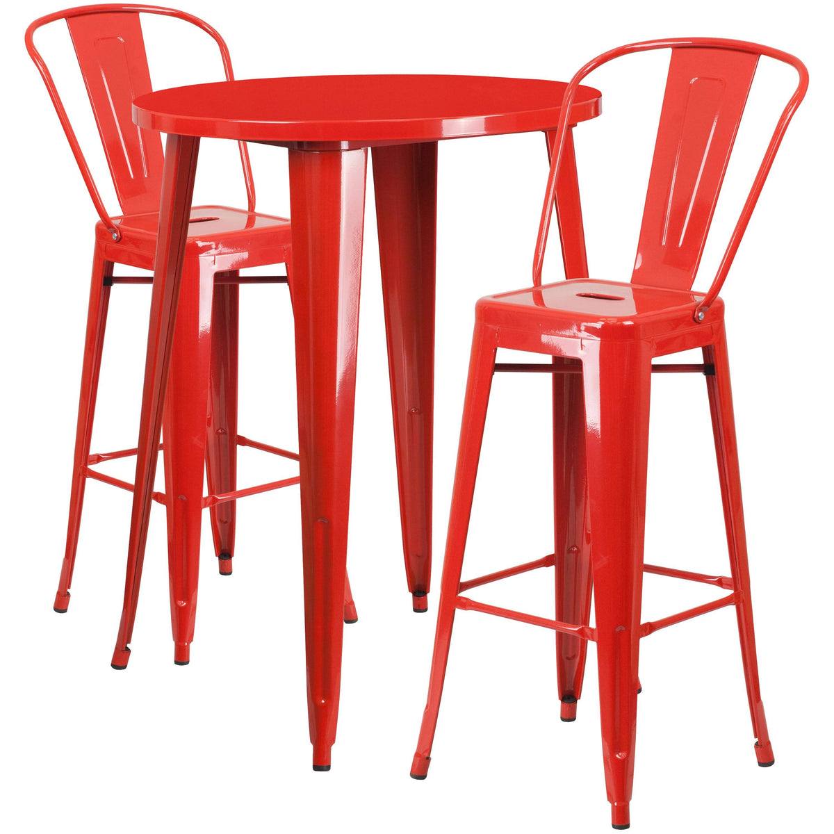 Yellow Metal Bar Table Set with 2 Cafe Stools W2057