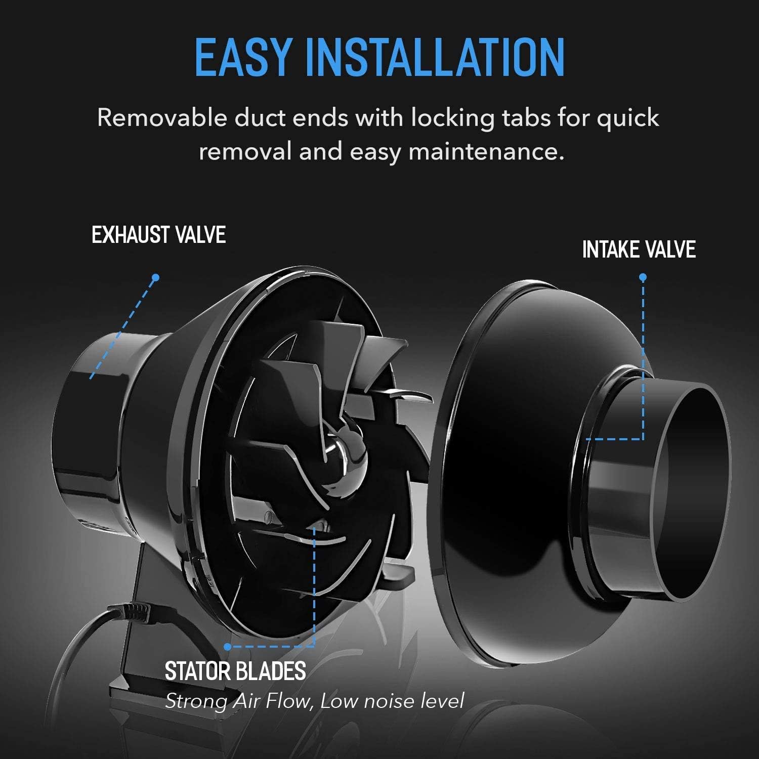 4 Inch 195 CFM Inline Fan, Carbon Filter, 8 Feet Flexible Ducting, Pack of 2 L60930